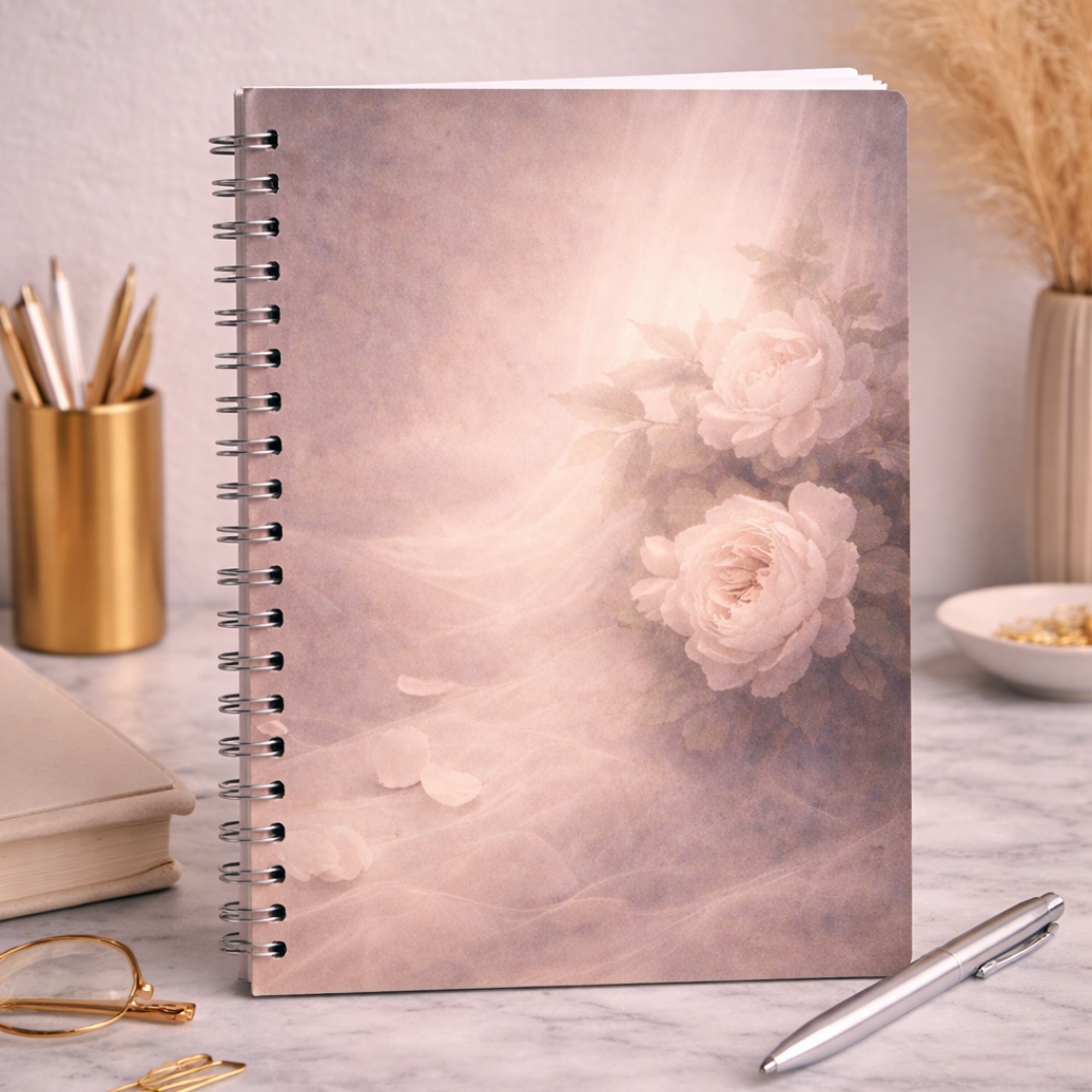 Soft moody journal cover with flowing textures and muted tones representing longing, tenderness, and quiet emotional reflection