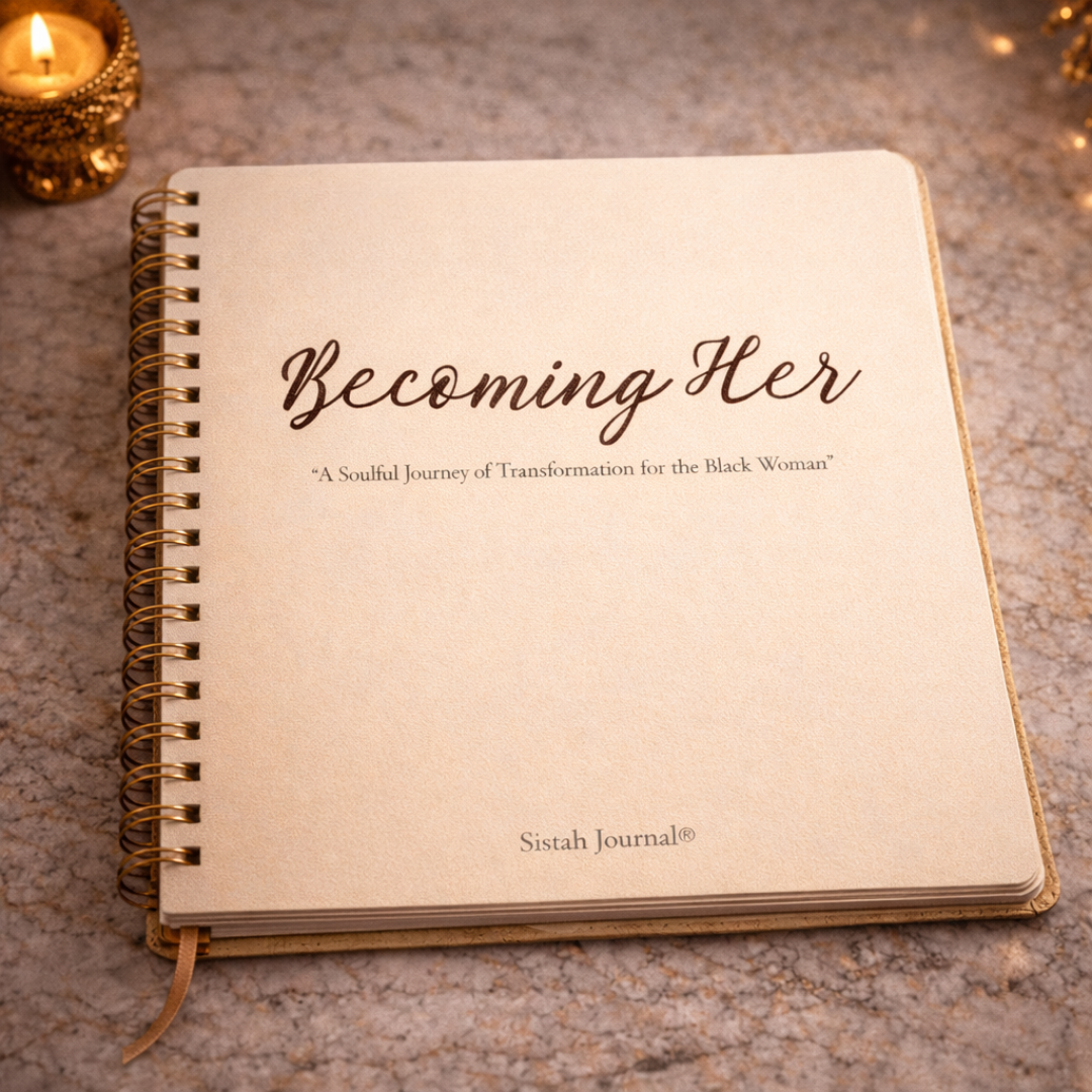 Becoming Her spiral bound guided journal workbook for self reflection and personal growth by Sistah Journal