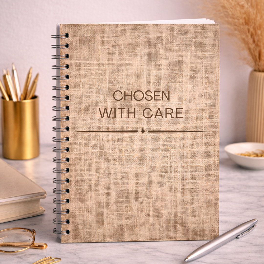 Chosen With Care intentional journal from the Layers of Intention collection featuring textured neutral cover