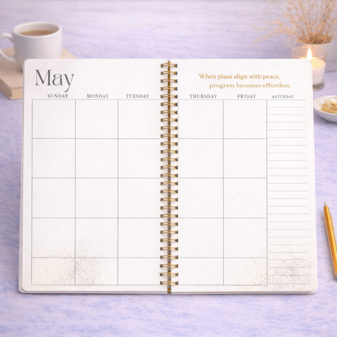 A look insdie monthly planner spread for undated planner