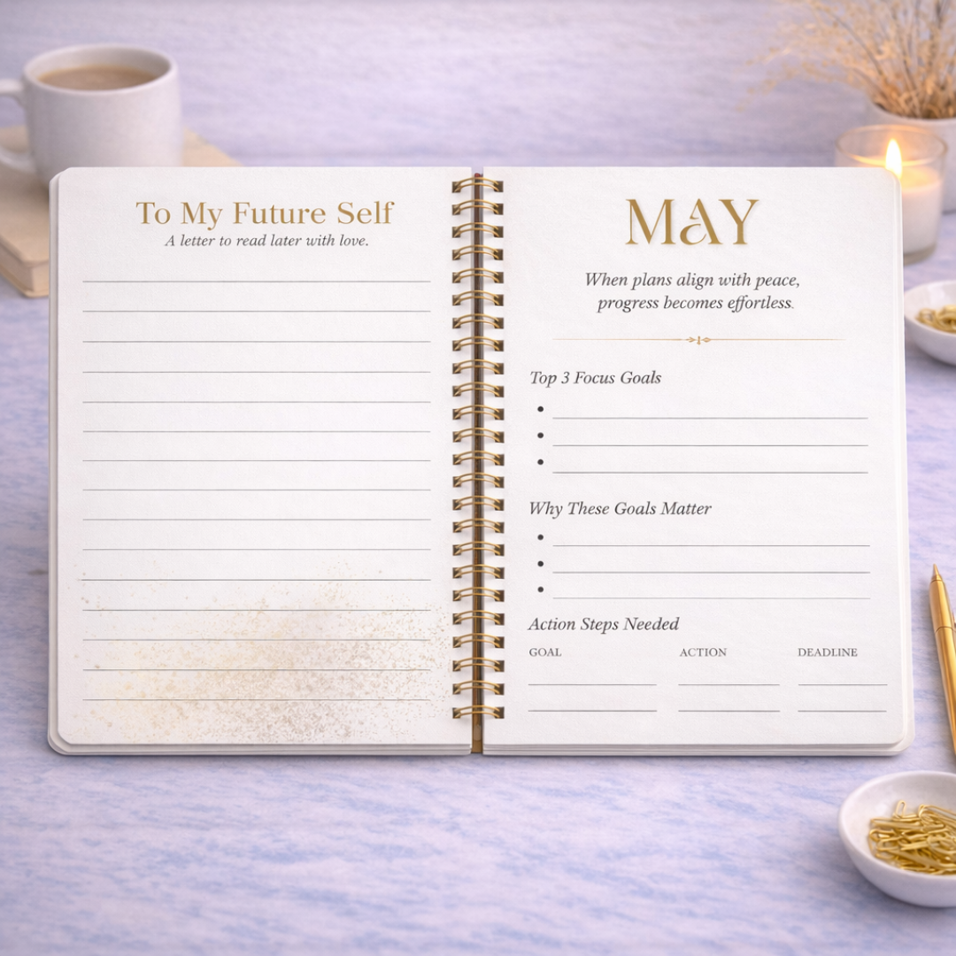 A look inside at planner goal pages and letter to future self